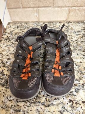Merrell Brown and Orange Men's Closed-Toe Hiking Sandals